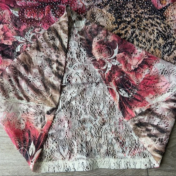 Vintage Cactus Leopard Print Embellished Open Knitted  Top - Picture 8 of 14